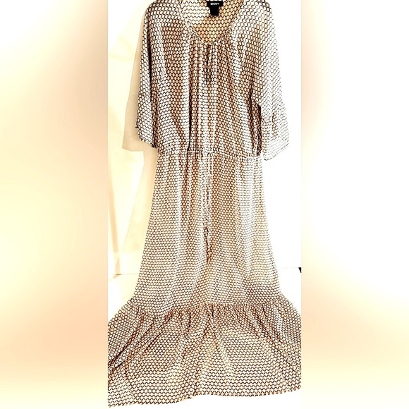 DKNY Beige Geometric Long Sleeve Dress - Picture 5 of 6